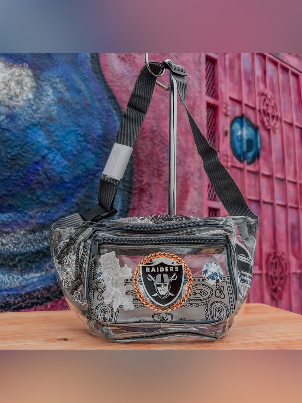 RAIDERS ‘Bandana Rose’ Clear Fanny Pack 8” - Grey